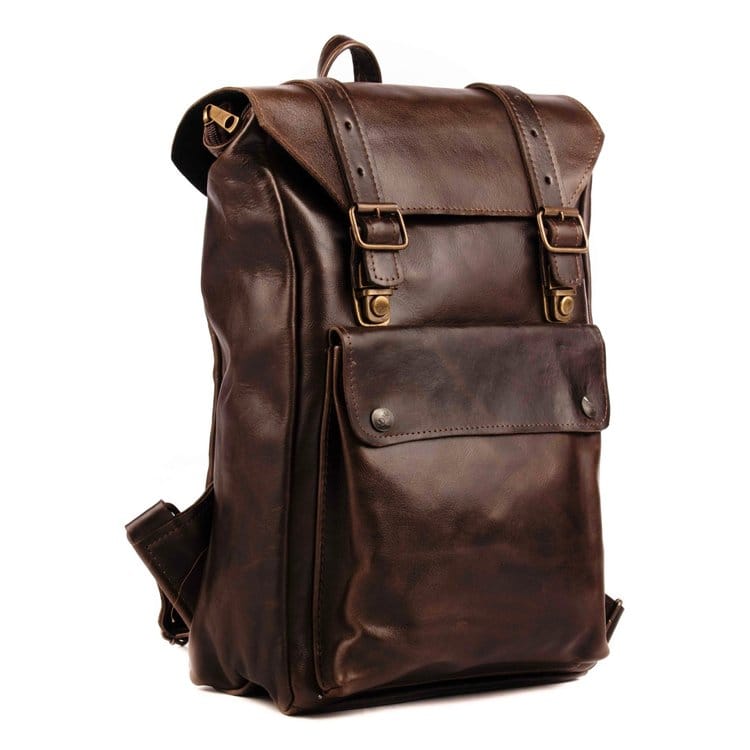 Chocolate-brown-old-fashioned-style-backpack